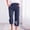 Navy, variant on Sakmal Cotton Linen Capri Pants Women Wide Leg High Waisted Pants Floral Lightweight Drawstring Summer Women's Capris L