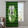 thumbnail image 4 of Botanical Flower Wreath Sheer Curtains 63 Inches Long, Rustic Bow-Knot Green Black Plaid Light Filering Curtains, Breathable Simi Curtain Privacy Drapes for Living Room Bedroom Window Treatment, 4 of 9