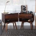 thumbnail image 3 of Walker Edison Mid-Century Walnut Solid Wood Nightstands, Set of 2, Walnut, 3 of 9