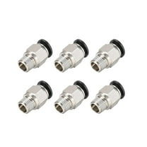 Straight Pneumatic Push to Quick Connect Fittings,1/4NPT Male x 10mm Tube OD Silver Tone 6pcs