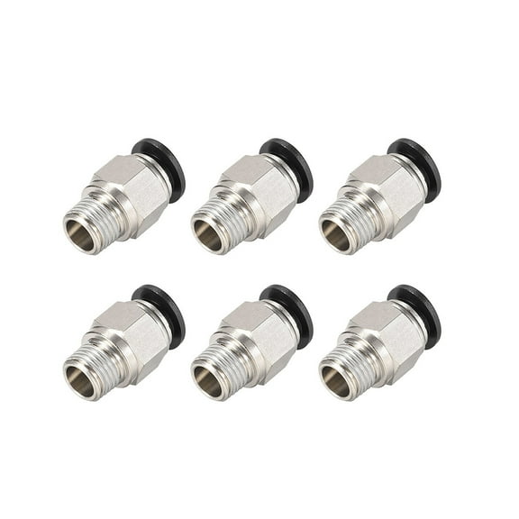 Straight Pneumatic Push to Quick Connect Fittings,1/4NPT Male x 10mm Tube OD Silver Tone 6pcs