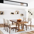 thumbnail image 2 of 5 Piece Dining Table Set, Atumon Dining Table Set for 4, Wood Dining Room Set with 1 Table and 4 Upholstered Chairs, Farmhouse Dining Table Set for Kitchen Dining Room Apartment, Walnut, 2 of 10