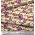 thumbnail image 3 of Soimoi polyester Crepe Fabric Stripe,Floral & Fox Animal Decor Fabric Printed Yard 52 Inch Wide, 3 of 3