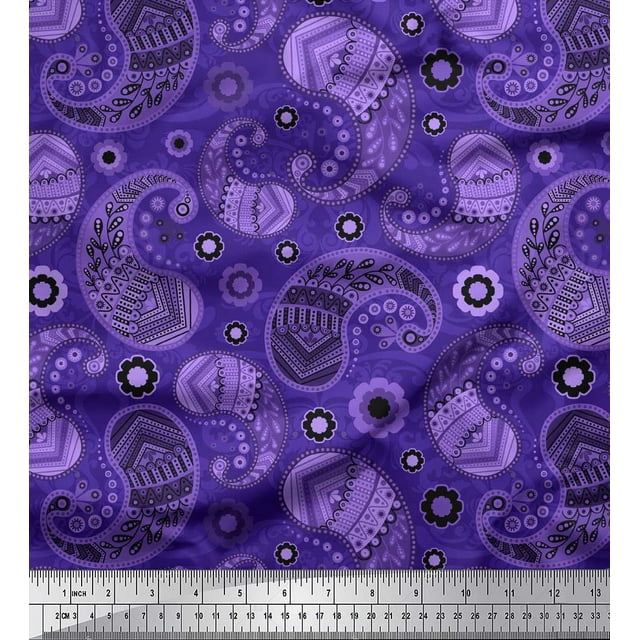 Soimoi Cotton Poplin Fabric Floral & Paisley Print Sewing Fabric Yard 56 Inch Wide