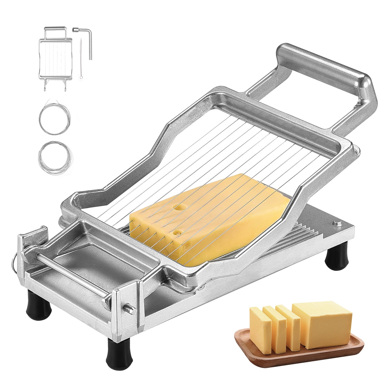 KFFKFF Cheese Slicer with Adjustable Wires, Includes Thin 0.39'' & Thick 0.78'' Cutting Options, Easy-to-Detach Aluminum Alloy Frame, Equipped with Durable 316 Stainless Steel Wires for Kitchen Use