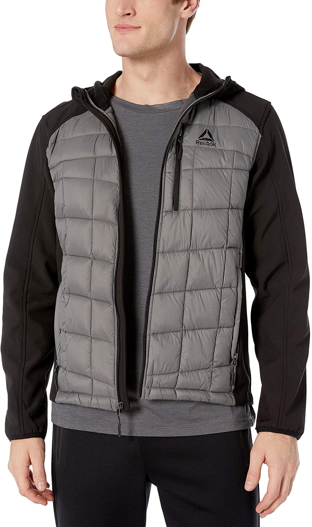 reebok men's softshell swacket jacket