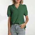 thumbnail image 2 of Timegard Womens Tops V Neck Puff Short Sleeve Lightweight Blouse Casual Work Tops Ruched Solid Color, 2 of 7