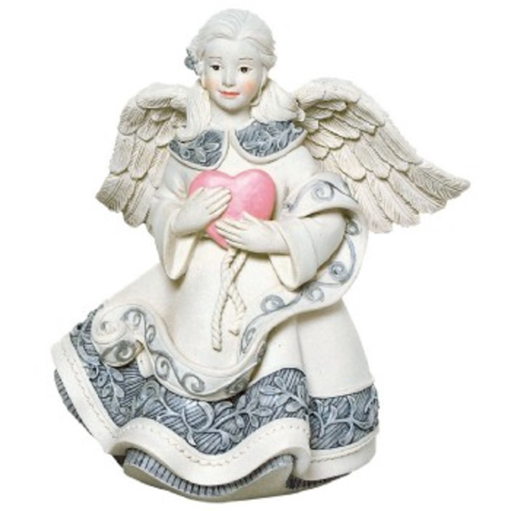 Sarah's Angels Little Girl Angel Figurine Holding Heart 4.5