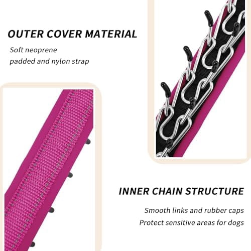 No Pull Martingale Dog Collar for Large Medium Small Dogs, Heavy Duty Nylon Reflective Adjustable Anti Pull Slip Collar with Buckle for Training Walking M Hot Pink