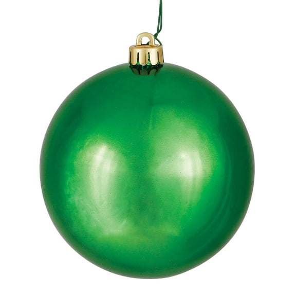 Vickerman 6" Green Shiny Ball Ornament, 4 per Bag