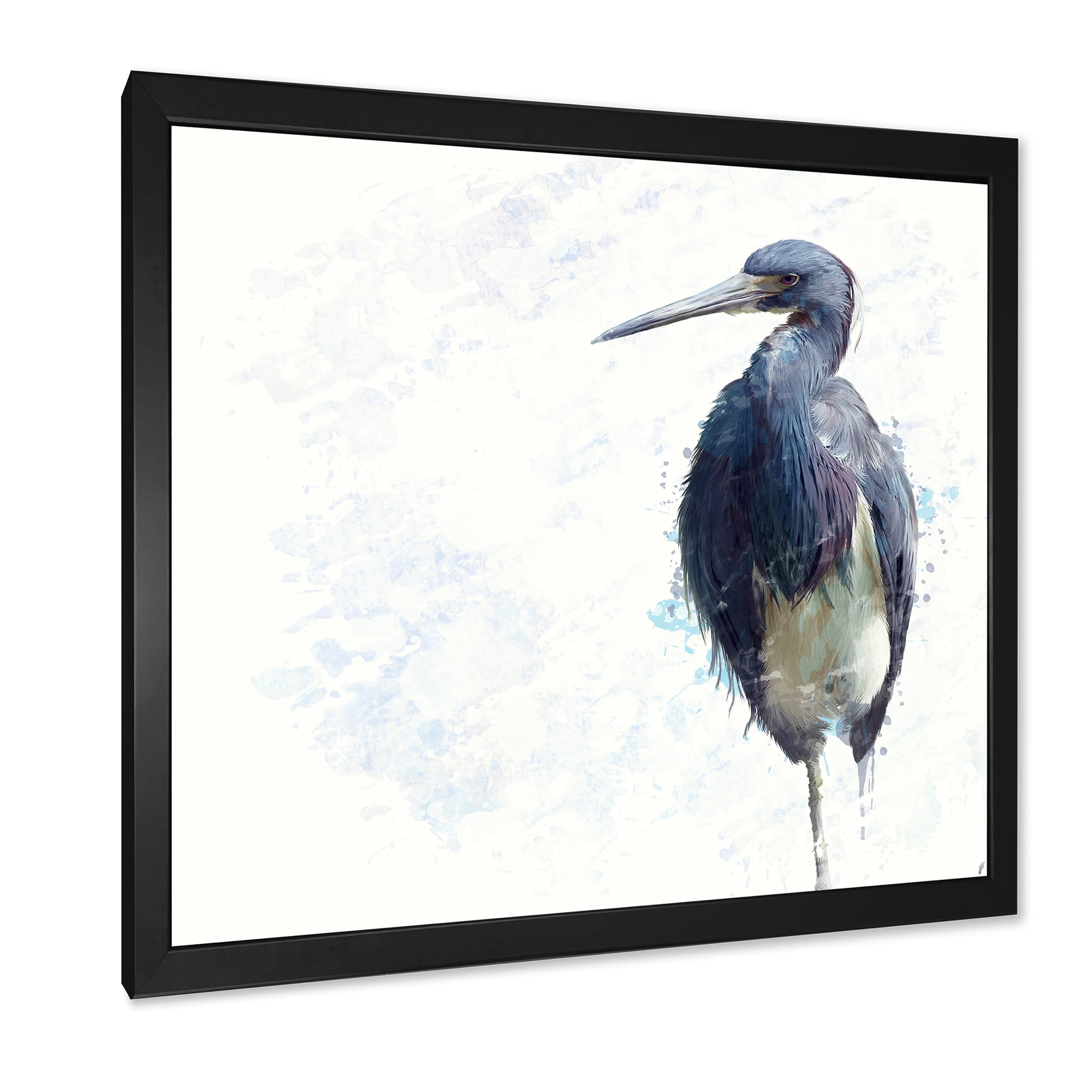 Designart 'Tricolored Heron Bird On White' Farmhouse Framed Art Print