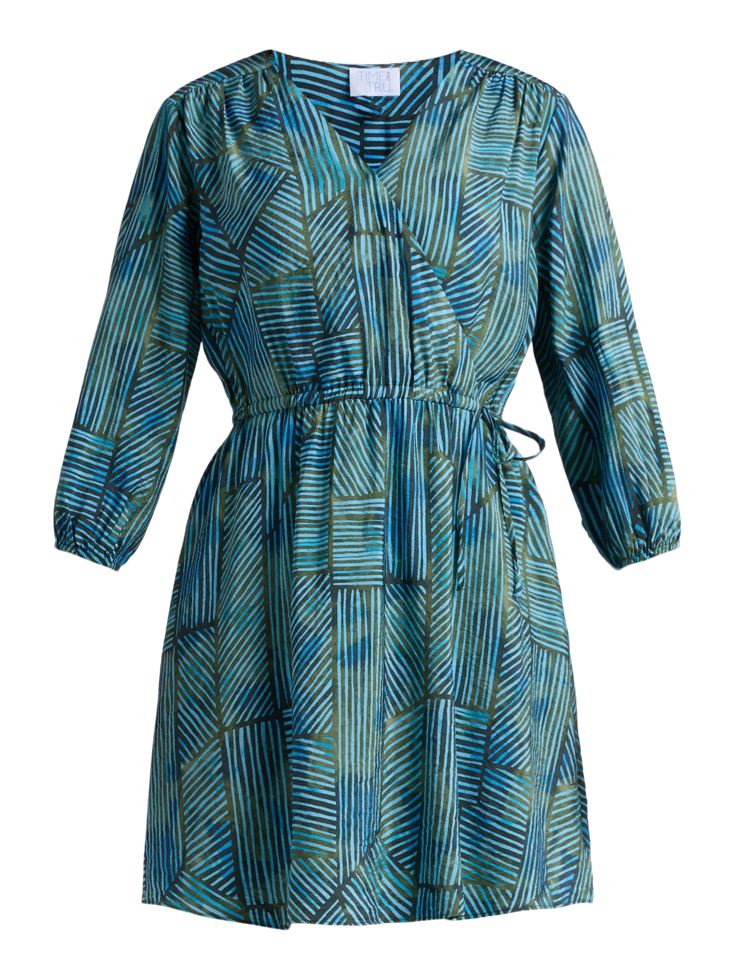 Time and Tru Women's and Women’s Plus Mini Wrap Dress, Sizes XS-4X