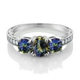 thumbnail image 2 of Gem Stone King 2.07 Ct Oval Blue Mystic Topaz 925 Sterling Silver Moissanite Ring (Size 6), 2 of 4