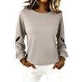 thumbnail image 2 of Womens Oversized Crewneck Sweatshirt, Fleece Pullover Top with Cut Out Sleeve Design, Casual Loose Fit Spring Outfits for Lounge, Daily Wear and Street Style Light Pink, 2 of 5