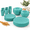 Green-32 PCS, variant on Wheat Stdinnerware Sets 32 Dishes Set For 8 Unbreakable Lightweight Reusable Plates And Kitchen Outdoors Rv Camping Patio Dishwas