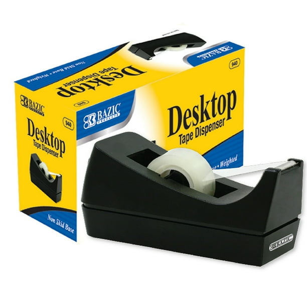 BAZIC 1" Core Desktop Tape Dispenser, Black Color, Weighted NonSlip