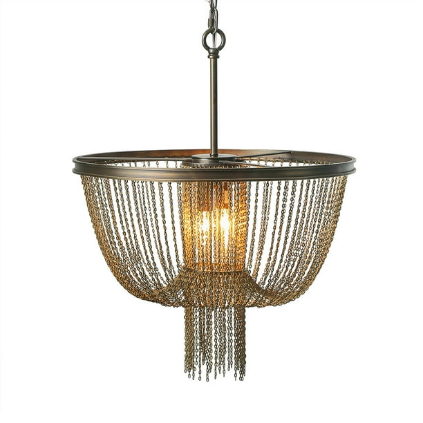 LNC Antique Gold Chandelier, Vintage Hall Draping Chains Chandelier, 2