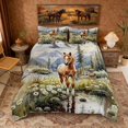 thumbnail image 2 of Erosebridal Brown Horse Queen Duvet Cover Set, Nature Mountain Daisy Tree Bedding, Reversible 3pcs 1 Duvet Cover and 2 Pillowcases (No Comforter), 2 of 6