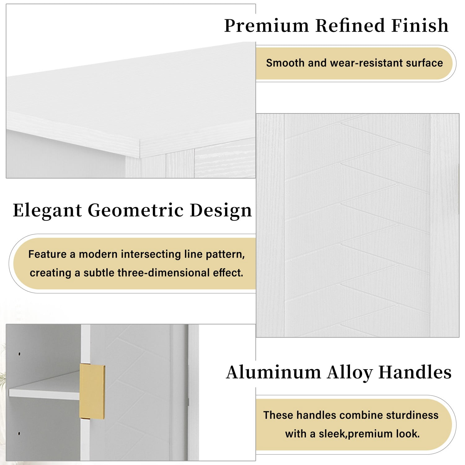55.1" Modern Storage Sideboard Cabinet, 4-Door Buffet Cabinet with Adjustable Shelves, Open Shelf & Hooks for Living Room Dining Room Entryway, White