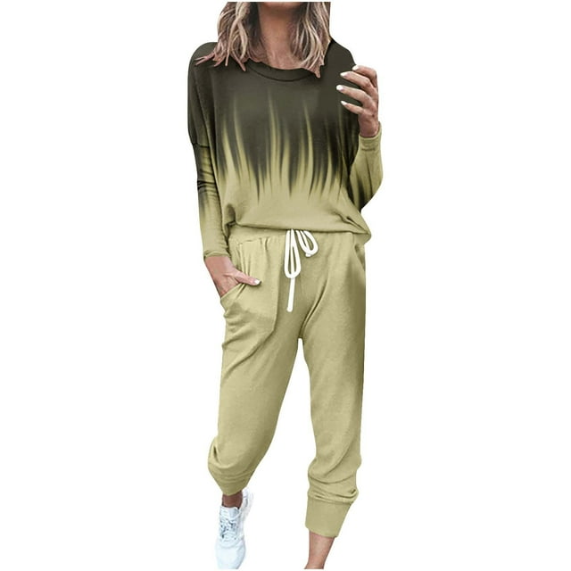 Birdeem Ensembles de Noël pour Femmes Deux Pièces Imprimé Col Rond Manches Longues Hauts Pantalons Décontractés Survêtement