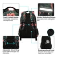 thumbnail image 4 of FORMRS Unisex Backpack Elementary School Travel Bookbag with Reflective Stripes, Red Flamingo Pattern, 4 of 7