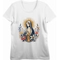 thumbnail image 4 of Virgin Mary With Roses And Flowers Women's Vivid White Crew Neck Short Sleeve Crop Tee-XL, 4 of 6