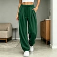 thumbnail image 5 of HomeDM Women's Jogger Sweatpants with Pockets Baggy Lounge Sweat Pants Army Green Casual Drawstring High Waisted Size L, 5 of 8