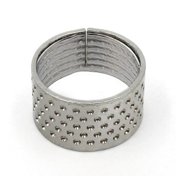Injueey Anillos de tejer, dedal de protección para los dedos, herramientas de ganchillo de Metal de mano para el hogar especialmente Suministros de marroquinería Espesar anillo de plata