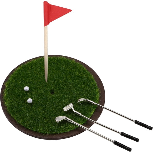 Miniature Golf Set Dollhouse 1:6 and 1:12 Scale Ornament, Includes Mini Golf Practice Grass Mat, 3 Golf Clubs, 2 Golf Balls, 1 Flag Decorations for Props Accessories, Gift for Goft Enthusiasts