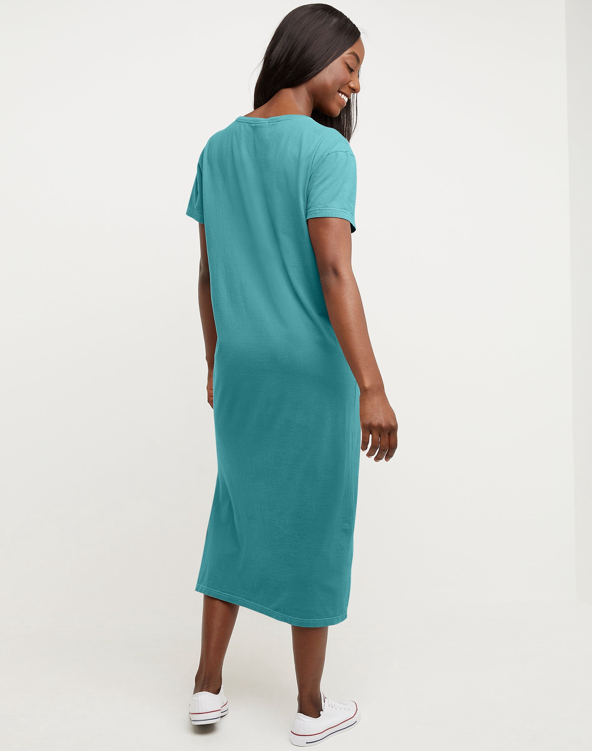 Hanes Women's Garment Dyed Midi Dress Spanish Moss XS