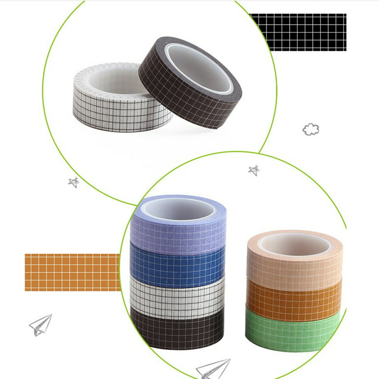 Famure Adhesive tape set-7 Rolls Grid Washi Tape Set 10m Colorful Writable  Paper Adhesive Masking Tapes 15MM(3/5in) Width Sticky for DIY Scrapbooking  Decoration Crafts Decor Labels Arts Book Designs 