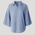 thumbnail image 5 of Warop Women's Solid Loose Fit V Neck 3/4 Sleeve Top Casual Lightweight Pullover Blouse Tunic for Daily Office Wear, 5 of 9