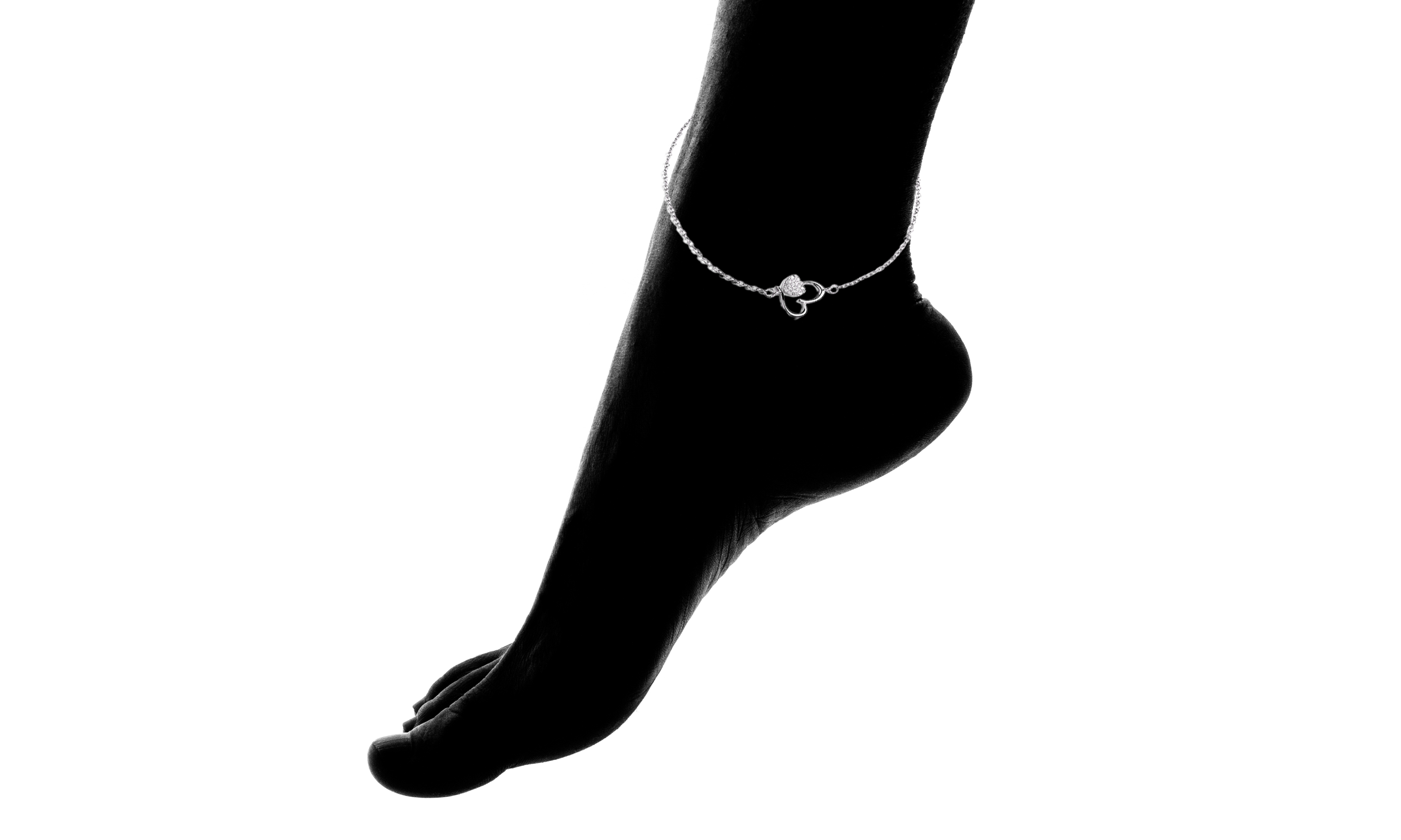Amy & Annette 14K White Gold Heart Anklet with Crystals photo 5