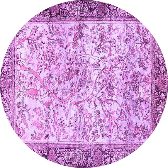 Ahgly Company Indoor Round Animal Purple Traditional Area Rugs, 6' Round