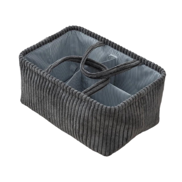 Cesta de almacenamiento tejida duradera, decorativa y multiusos con asas para revistas. Gris