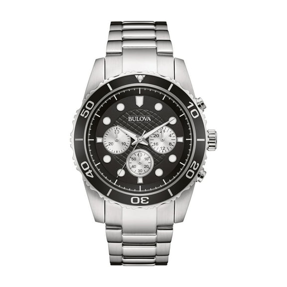 Bulova Men's Chronograph Black Dial Bracelet Watch 98A154