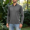 thumbnail image 2 of ZIXKCGDSE Men's Long Sleeve Athletic Shirts 1/4 Pullover Zip Long Sleeve Lightweight Tops Size 2XL, 2 of 4
