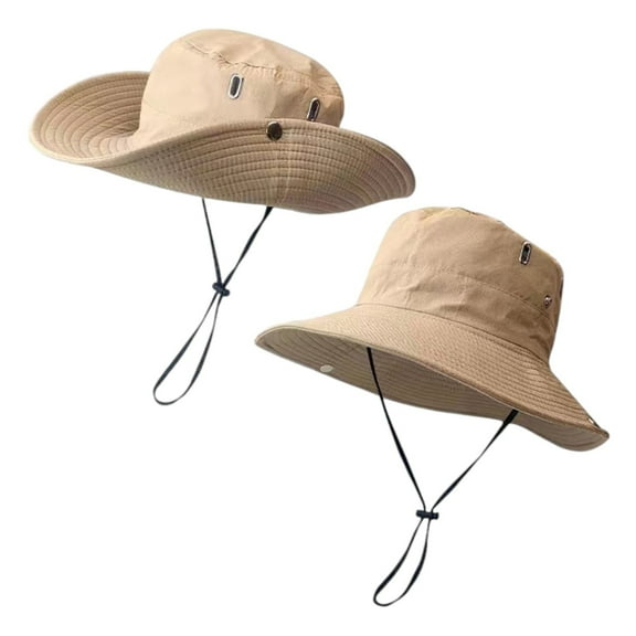 Outdoor Boonie Hat Wide Brim Sun Protection Hat Adjustable Chin Strap Breathable Fishing Hiking Cap