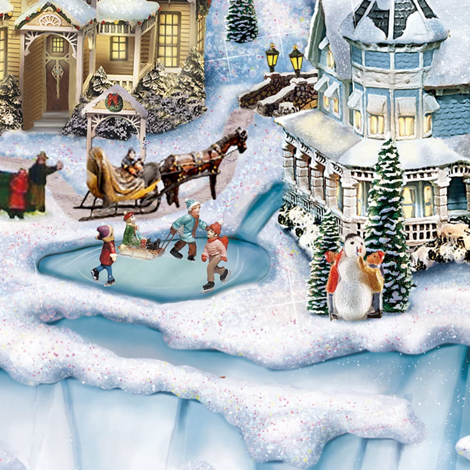 The Bradford Exchange Santa's Inspiration: Musical Illuminated Miniature Village Figurine Christmas Decoration by Thomas Kinkade 17-Inches
