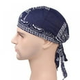 thumbnail image 3 of QJUHUNG Adult Cotton Biker Skull Cap Motorcycle Bandana Head Wrap Du Doo Do Rag Cool Lake Blue, 3 of 7