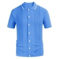 thumbnail image 6 of Men's Luxury Clothing Knit Short Sleeve Polo Shirt Casual Streetwear Lapel Button Down Cardigan Breathable Tops Summer Knitwear, 6 of 6