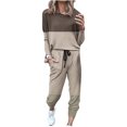 thumbnail image 3 of Eryao Weekly Prime Women's Color Block 2 Piece Tracksuit Crew Neck Long Sleeve Tops Matcing Drawstring Sweatpants Outfits Fall Winter Lightweight Lounge Sets,Multicolor,XXL, 3 of 6