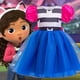 thumbnail image 2 of Vestido de niña de 4 a 10 años, vestido de princesa con mangas abullonadas y lazo a rayas, disfraz de Halloween para juego de rol de muñeca Gabby, 2 of 5