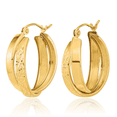 thumbnail image 3 of 14K Solid Yellow Gold Twisted Round Medium Hoop Earrings, 3 of 5