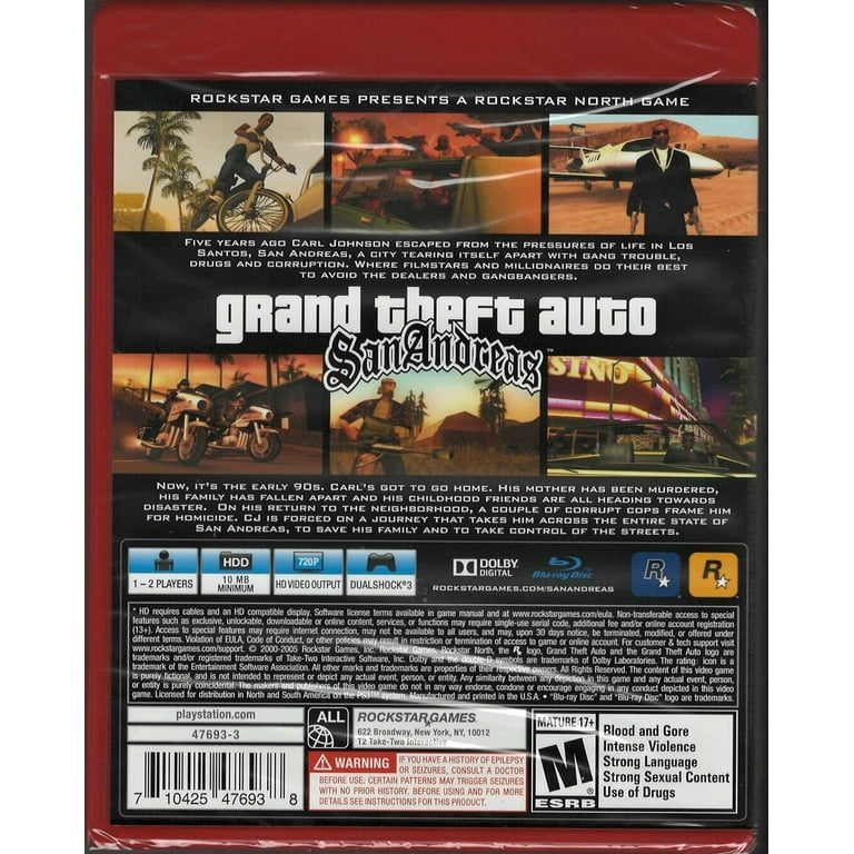 Grand Theft Auto: San Andreas (Greatest Hits) PS3 (Brand New