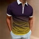 thumbnail image 4 of Camisas Manga Larga Hombre Camisa informal de manga corta con cuello de cremallera y estampado de rayas para hombre (Yellow, XL), 4 of 5