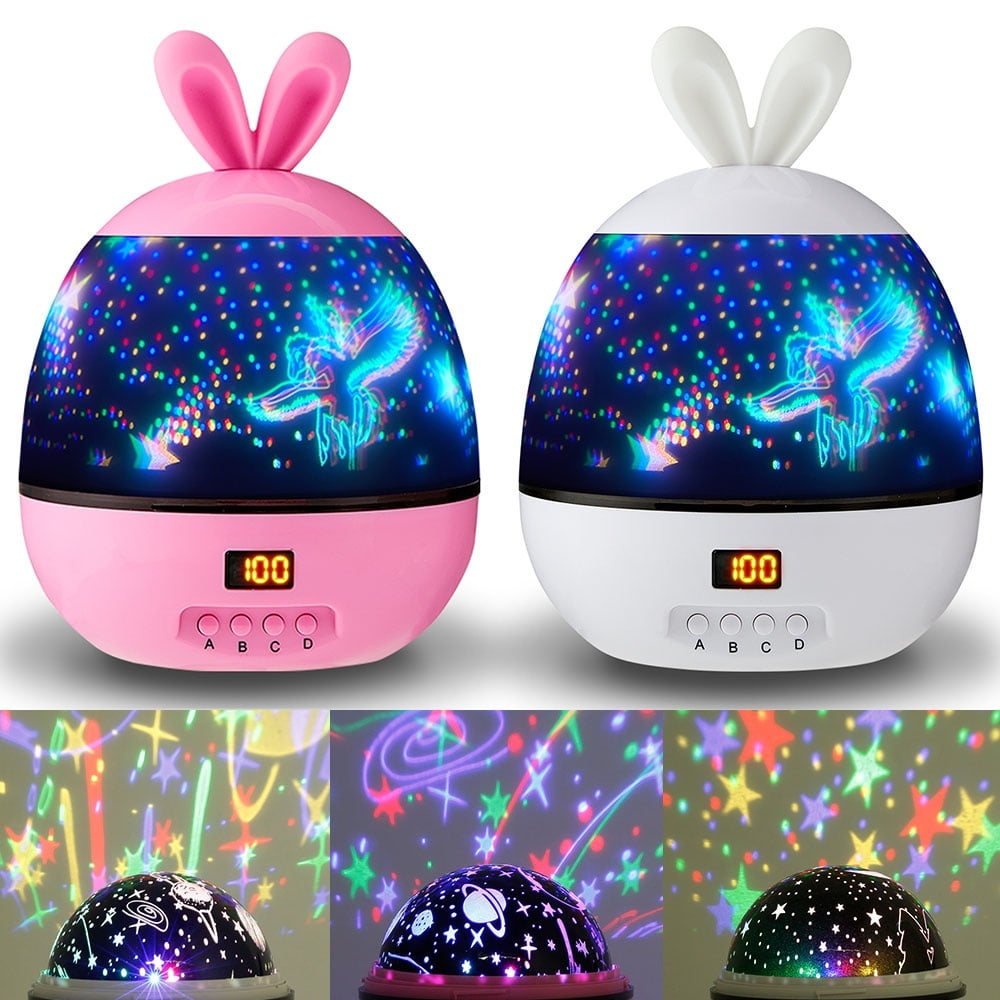 Kids LED Night Light Moon Star Starry Night Light Rotating Star Projector Baby Night Light