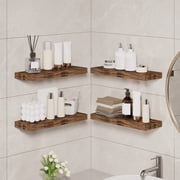 Fairy 15.8in Floating Shelves, Wall Shelves Set of 4, Shelves for Wall Decor, with Invisible Brackets, 15.8x5.5x1.2inches, Rustic Brown
