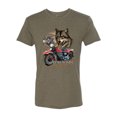 thumbnail image 2 of American Motorcycle Wolves Survivors Made in the USA | Mens Fashion Premium Tri Blend T-Shirt, Military Green, 2XL, 2 of 4