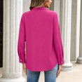 thumbnail image 4 of Yifymode Button Down Shirts for Women Long Sleeve Work Tops V Neck Shirts Dressy Casual Business Blouses with Pocket,Hot Pink M, 4 of 6